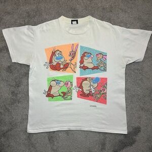 Vintage 1991 Ren And Stimpy T-Shirt Fits XL Changes Nickelodeon MTV tee